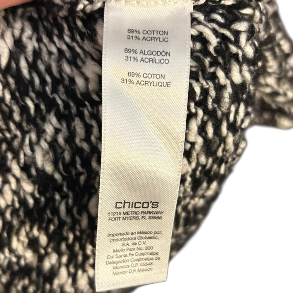 Chico’s Black White Knitted Sweater Sleeveless Vest Cardigan Sweater Size 3 - Picture 6 of 8